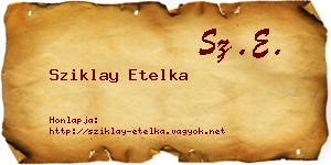 Sziklay Etelka névjegykártya